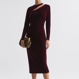 Reiss velvet cutout midi dress
